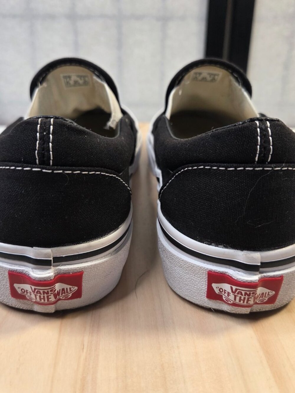 Vans Black & White Classic Slip on Skate Shoes Sneakers US Men 7.5 / Women 9 - Picture 8 of 12